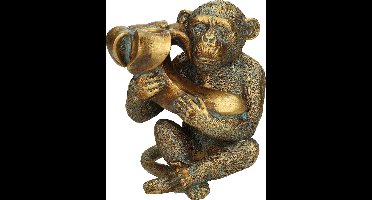 Wants&Needs Kandelaar Monkey Polyresin Goud 13.5 X 10 X 15.5
