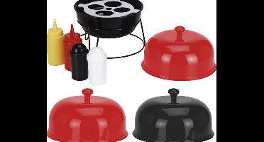 Barbecue serveer set voor sauzen en peper en zout