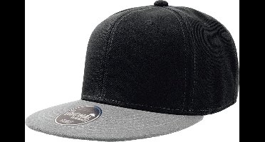 Atlantis Snap Back Flat Visor 6 Panel Cap (Zwart/Grijs)
