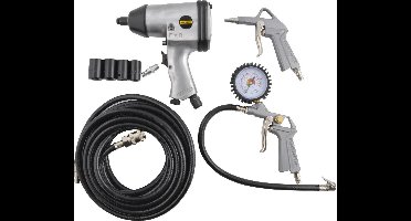 Stanley pneumatische luchtset - slagmoersleutel slang blaaspistool bandenpistool 8-delig