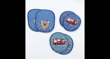 Lot van 3 Paar ELLEBOOGSTUKKEN / KNIESTUKKEN voor Kinderen in Denim, Afmetingen 7,5x10CM Opstrijkbaar. Ellebooglappen / Knielappen, Kleur JEANS