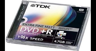 TDK DVD+R Inkjet Printable Extra Fine Matt 10-p. Jewel Case
