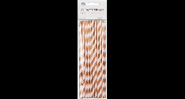 Papieren Rietjes Rosé Goud Gestreept 19,7cm 20st