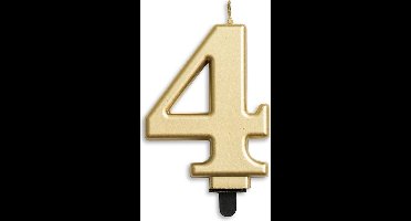 Wefiesta Verjaardagskaars Cijfer 4 Wax 7,8 Cm Goud