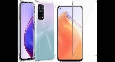 Hoesje geschikt voor Xiaomi Mi 10T - Transparant Shock Proof Cover Case + Screenprotector Tempered Glass Screen Protector Glas