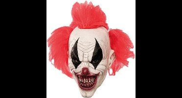 Witbaard Gezichtsmasker Duivelse Clown Met Punk Haar Rood/wit