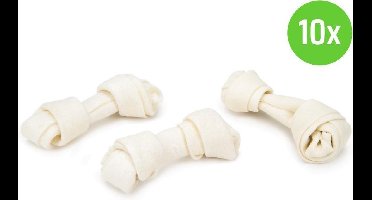 Beeztees Kauwknoop Wit 7 cm 12 Stuks - hondensnack - 10 verpakkingen