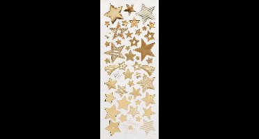 Stickers, sterren, vel 10x24 cm, ca. 52 stuk, goud, 1 vel