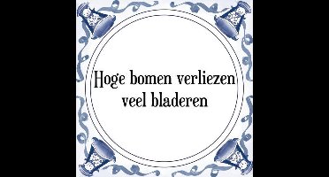 Tegeltje met Spreuk (Tegeltjeswijsheid): Hoge bomen verliezen veel bladeren + Kado verpakking & Plakhanger