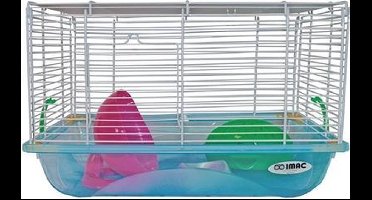 Imac hamsterkooi criceti 2 wit/blauw transparant