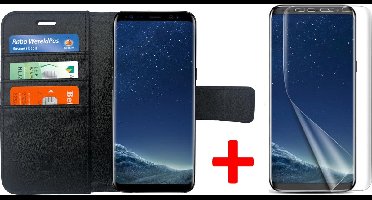 Hoesje geschikt voor Samsung Galaxy S8 Book Case Portemonnee + Screenprotector Folie - Cover voor 3 Pasjes Zwart