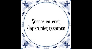 Tegeltje met Spreuk (Tegeltjeswijsheid): Succes en rust slapen niet tezamen + Kado verpakking & Plakhanger