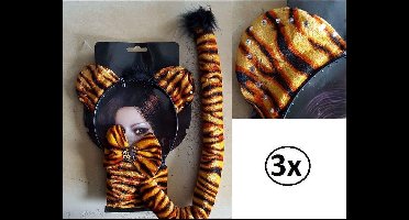 3x Bling bling dierenset 3-delig tijger