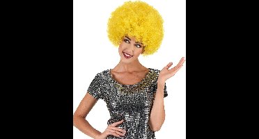 Vegaoo - Gele disco pruik voor volwassenen Comfort