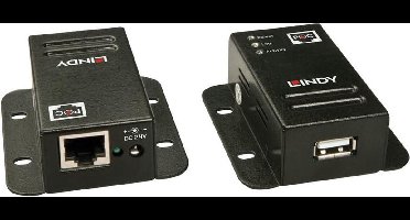 LINDY USB 2.0 Cat.5 Extender With Power Over - USB-uitbreider - USB 2.0 - maximaal 50 m