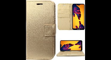 Hoesje geschikt voor Huawei P20 Lite - Kunstlederen Book Case Goud - van iCall