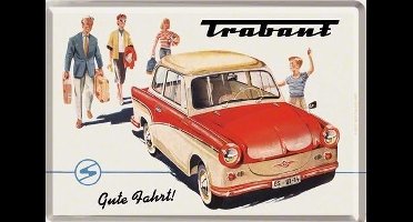 Trabant Gute Fahrt ! Metalen  Postcard 10 x 14 cm