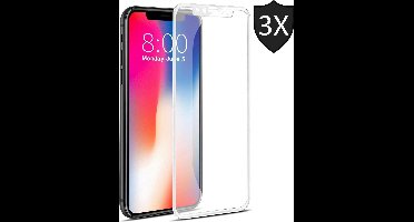 3x Screenprotector geschikt voor Apple iPhone Xs / X | Full Screen Cover Volledig Beeld | Tempered Glass Wit - van iCall