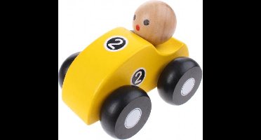 Jouéco Houten Raceauto Geel 10 Cm
