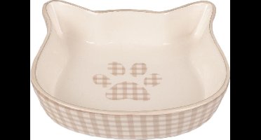 Flamingo - Kattenvoerbak Mylo - Beige/ Wit - 12.5 x 13.5 x 3.5 cm