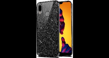 Hoesje geschikt voor Huawei P20 Lite - Glitters Case Zwart - BlingBling Cover van iCall