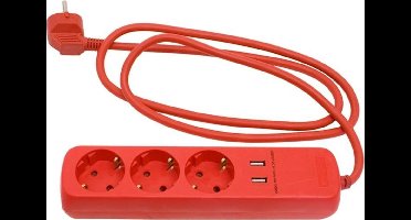 Kelfort Verdeelblok kabel 3 delig + 2usb 1.4 meter (Prijs per stuk)