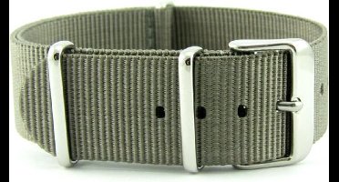 Premium Grey Nato strap 20mm - Horlogeband Grijs