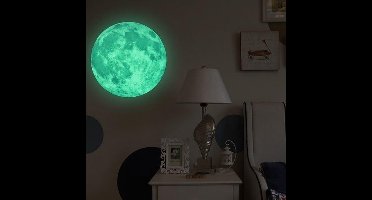 Glow in the dark 'Maan' muursticker, lichtgevende sticker maan