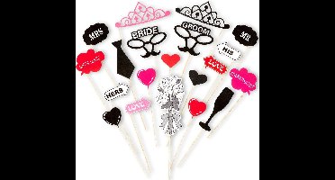 Mr en Mrs photobooth set met 20 onderdelen - Feestdecoratievoorwerp