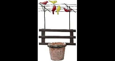 Muurhanger met rode en gele vogels