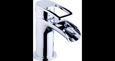 Wiesbaden waterval wastafel mengkraan Alegra in chroom look + clickwaste chroom