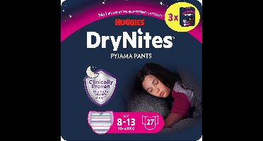 Huggies DryNites luierbroekjes - meisjes - 8 tot 13 jaar (30-48 kg) - 27 stuks - voordeelverpakking