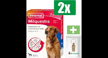 Beaphar Milquestra Ontworming Hond - 2 Tabletten - 2 stuks - Inclusief PetsHome Goudkleurige Adreskoker