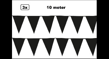 3x Vlaggenlijn Zwart 10 meter – Geleverd in doosje ivm beschadigen- Landen festival thema feest vlaglijn verjaardag fun party