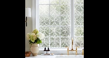 ApexArte® Raamfolie Glas in Lood - Zelfklevend - Antieke Look - Lood Regenboog - Wit