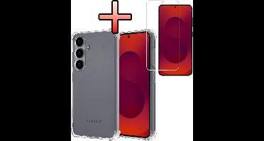 Hoesje - Met Screenprotector - Geschikt voor Samsung Galaxy S25 - Sterk & Shockproof - Siliconen Case - Back Cover - Telefoon Hoes - Shock Proof - Transparant