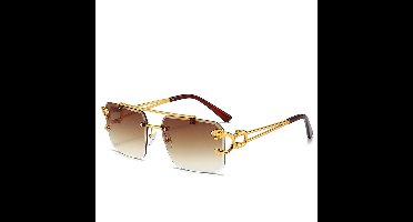 Zonnebril Bruin | Rimless Glasses | Oversized | Frameloos Zonnebril| Trendy Eyewear voor Heren en Dames | Randloze Zonnebril | Heren/ Dames bril | zomerbril/ bril/ brillen | Heren zonnebril / zonnebril zonder rand | zomer bril | Randloze bril