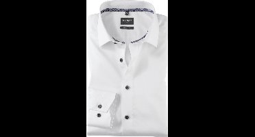 OLYMP modern fit overhemd - satijnbinding - wit - Strijkvrij - Boordmaat: 41