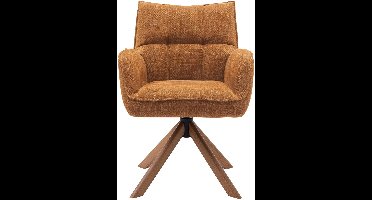 Giga Living Eetkamerstoel Marilla - Oranje/Eikenhout - 59x65x86cm - Set van 2