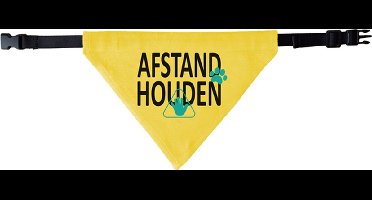Gele halsband bandana - Afstand houden(hand). Een Gele honden bandana staat voor signalering en veiligheid en valt goed op!