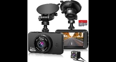 ApexArte® Dashcam voor Auto - Dualdashcam Voor en Achter - Full HD - Zwart