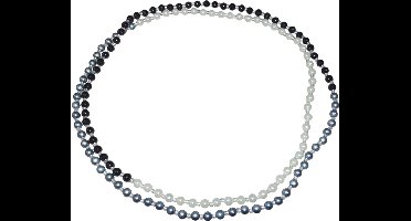 Kralen ketting zwart-grijs-cremekleur