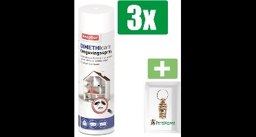 Beaphar DImetHIcare Omgevingsspray Anti Vlooien en Teken 400 ml - 3 Stuks - Inclusief PetsHome Goudkleurige Adreskoker