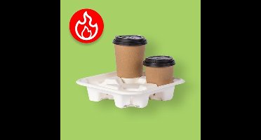 50 stuks Bekerhouders van suikerriet ( voor 4 bekers)