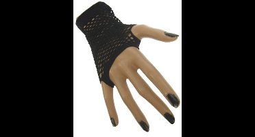 3x Paar Nethandschoen kort vingerloos Zwart - Carnaval Feest Verkleden Party Fluor Kleur