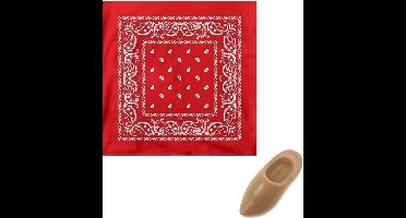 Boerenverkleedset - zakdoek/bandana - met klompje - volwassenen