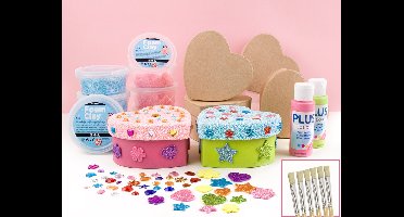 Knutselpakket Kinderfeestje - Hart Doosjes versieren - 8 st - Foam Clay - Meisje