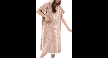 S&E Comfortabele Mouwloze Dames badjas – met capuchon - lichtgewicht - sauna - Perfect voor Relaxte Dagen Thuis - Bruin