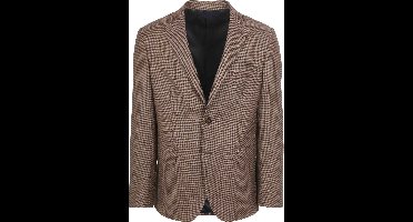 Suitable Pied De Poule Colbert Wol Bruin - Maat 50 - Heren blazer