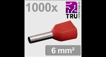 TRU COMPONENTS TC-13377232 Dubbele adereindhulzen 1 mm² Deels geïsoleerd Rood 1000 stuk(s)